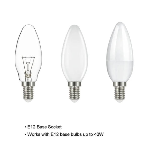 Three E12 base light bulbs compatible with 6 Light Chandelier With Fabric Shade In Matte Black Finish Modern Pendant Lighting