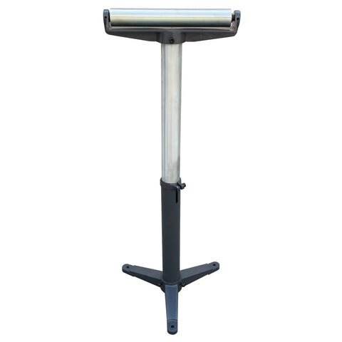 Big Time Heavy Duty Adjustable Pedestal Roller Stand With Smooth Ball Bearing Wheels Built For Tough Workshop Jobs And Solid Material Support Up To Six Hundred Pounds Rolls Like Butter Gray view from the front showing the adjustable height.