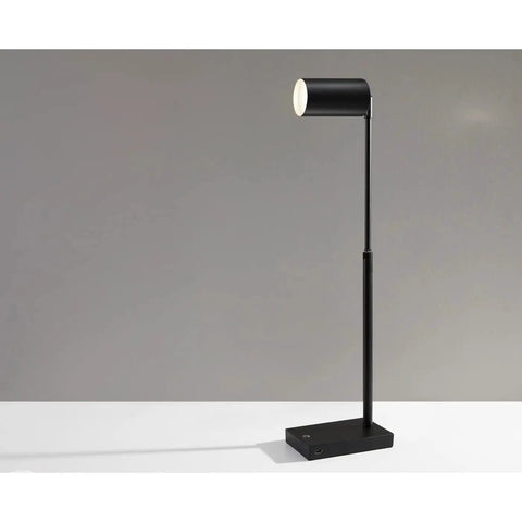 Colby Adjustable Desk Lamp With 15.5 To 32.5 Inch Reach 9W Integrated LED Matte Black Metal Finish Slick Minimalist Table Lamp For Your Home Office And Study displayed from side view.
