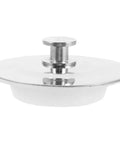 Universal Bathtub Drain Stopper, Stainless Steel Silicone, 42-44mm, sleek round design for easy installation.