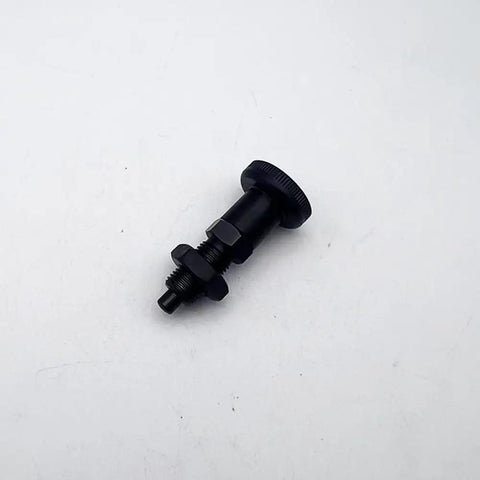 Badass Black Rustproof Steel 2 Pack Knob Plunger Pins M10 Reset Type locking hardware, shown from the side on a white background.
