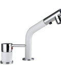 GAZOGJ Pullout Kitchen Faucet with Button Switch Flexible Hose and Modern Mixer Tap - Ivory design with sleek curves and chrome accents.