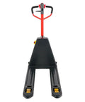 Premium Full Electric Pallet Jack With Lithium Power Truck For Warehouse And Supermarket Material Handling, smooth black and red design.