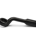 12 Point Offset Handle Striking Face Box End Wrenches, Three And One Half Inch Opening, One Half Inch Size, 12 Point Box Wrenches For Heavy Duty Auto Repair And Machinery, Durable Hand Tool in black metal, side view