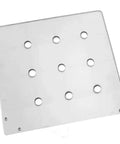 Heavy Duty Acrylic Router Template For Dog Hole Spacing 3/4 Inch. Transparent acrylic jig with nine holes for woodworking.