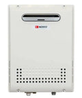 Real Deal High Efficiency Liquid Propane Tankless Water Heater 9.8 GPM 180000 BTU outdoor unit rear view with vents and logo.