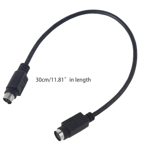 Black PS2 Male To Female Extension Cord Round Port Peripheral Adapter 30cm length with full copper core and nickel contacts.