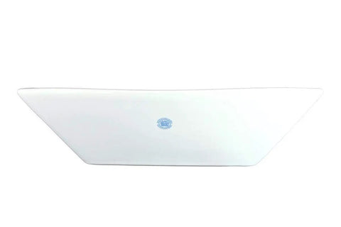 Side view of Castle 16.5 Inch Square White Vitreous China Vessel Sink For Countertop With Overflow, showing sleek design.