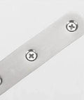 Stainless Steel Straight Braces For Wood Reinforcement, 4 Pack Of Thickened Metal Straps showing flat metal strap with screws.
