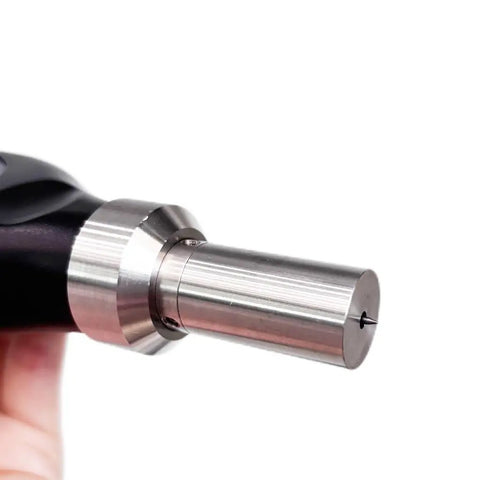 Close-up of Big League Portable Wood Density Meter tip for precise timber measurement and analysis.