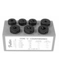 Professional Countersink And Taper Drill Bit Set For Five Through Nine Wood Screws Featuring Heat Treated Steel And Four Flute Cutters. Set of five types C countersinks with hex shapes.