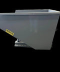 Heavy Duty 2.5 Yard Wide Self-Dumping Forklift Hopper With 4000 Lb Capacity, Steel Waste And Material Handling Bin viewed from the side.