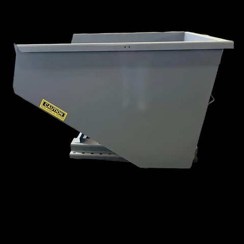 Heavy Duty 2.5 Yard Wide Self-Dumping Forklift Hopper With 4000 Lb Capacity, Steel Waste And Material Handling Bin viewed from the side.