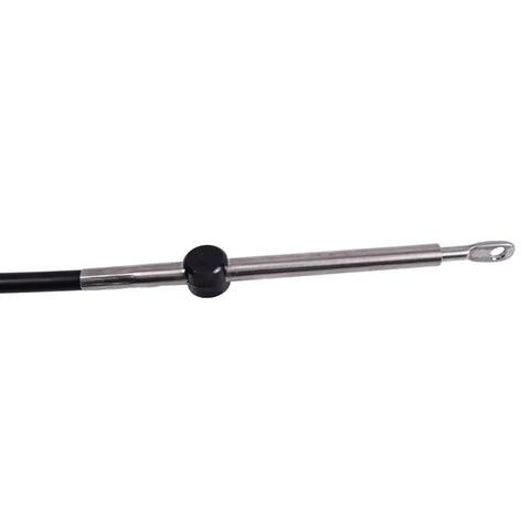 Close-up of 16 Ft CCX20516 Control Cable For 1979 And Newer Johnson Evinrude Outboard Motors, black marine-grade
