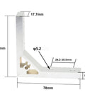 Diagram of a 4 Pack 78x78mm Corner Bracket for 2020 Aluminum Extrusion Profile showing dimensions and angles.
