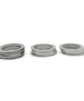 Ultra Thin Stainless Flat Washer Set For Precision Spacing, 0.3mm Axle Bearing Spacers, Fits M35 M48 M50, Pro Grade High Precision, 5 Pack, 42x52mm, All Weather Durable Hardware Washers stacked stainless steel washers on white background