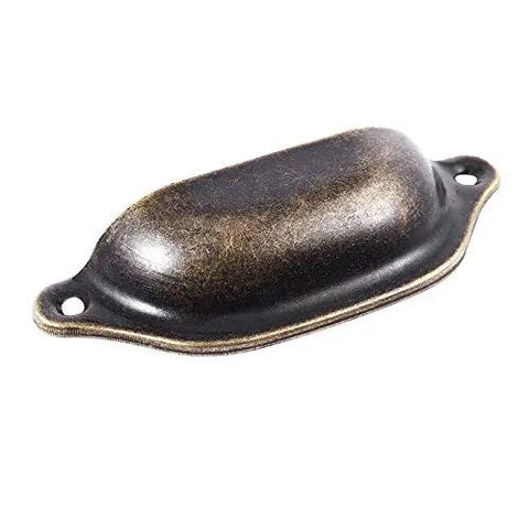 Vintage Antique Brass Cup Pull Handles For Cabinets And Drawers Solid As Rock Metal Hardware top view of a rounded cup handle