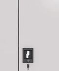 Heavy Duty Pegboard Tool Cabinet With Lockable Doors And Deep Shelves secure locking mechanism close-up view.