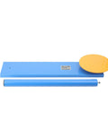 Heavy Duty Manual Stretch Film Dispenser Portable Wrap Tool For Quick Pallet Packaging And Warehouse Shipping Tasks You Can Knock Out In No Time Flat Today with blue rolling surface and yellow circular plate.