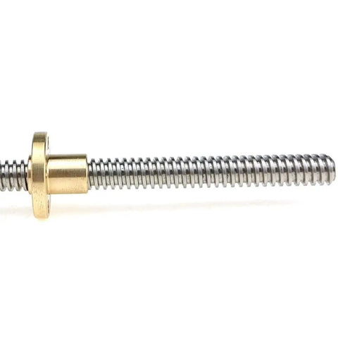 Beefy T8 Trapezoidal Lead Screw For 3D Printers Tough Stainless Steel Rod With Copper Nut Choose 1mm Or 2mm Pitch Lead Options 1mm 2mm 4mm 8mm Lengths 100mm To 600mm In 50mm Steps Includes One Rod And One Copper Nut, stainless steel lead screw with copper nut
