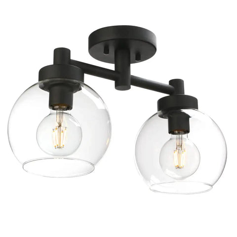 Two Light Globe Glass Ceiling Light Fixtures Semi Flush Mount For Living Room Kitchen Hallway Bathroom Loft Modern Retro Style