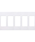 Screwless 5-Gang White Light Switch Cover Plate with Decorative Rocker Style and Outlet Cover, Gloss Finish, No-Screw Flush Mount, CW-5-WH
