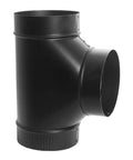 Six Inch Black Matte Clean Out Tee 24 Gauge Exhaust Vent Fitting Directs Exhaust Upward For Rear Outlet Stoves