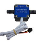LCD Water Flow Meter With Quantitative Controller And G3 8 Inch Fuel Oil Gas Diesel Milk Flow Sensor, blue casing, black fittings, cables attached.