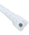 Close-up of white One Pack Drawer Runners Slides With Hidden Roller Bearings And Wheels showing screw and roller
