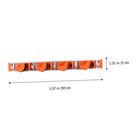 Wall Mounted Broom Holder With Heavy Duty Aluminum Hooks And Sturdy Abs Mounts For Garage Gear Storage And Hassle Free Cleanup Station Easy Install Mop Organizer Shelf Rack System, side view with dimensions.