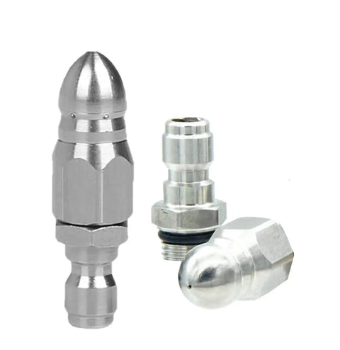 Two Sets Pressure Washer Sewer Jetter Nozzle Kit with One Quarter Inch Quick Connector for Drain Cleaning, stainless steel jets