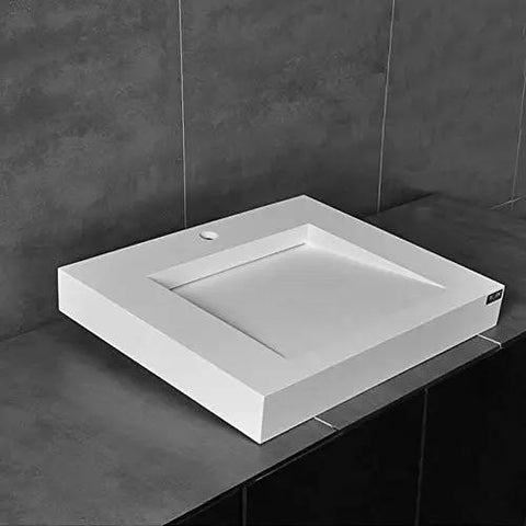 Fresh Modern White Vessel Sink Built Tough From Premium Engineered Stone For A Top Tier Bathroom Remodel With Seamless Over Counter Design And Stain Resistant Finish That Really Slaps Without Included Faucet, square design
