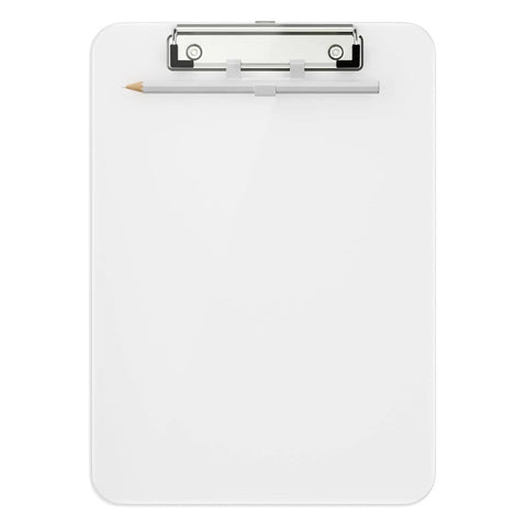 White Plastic Clipboard With Pen Holder And Low Profile Clip 12.5 By 9 Inch Writing Surface A4 And 8.5 By 11 Inch Letter Size Durable Polypropylene Clipboard For Nurses Students Office And On The Go