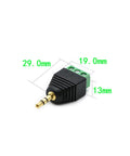 Three Pack 3.5mm TRS Stereo AV Male To 3-Screw Terminal Adapter Cables, 1/8 Inch Plug To Screw Block, side view with dimensions