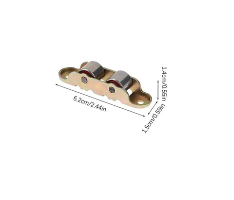 Buttersmooth Double Wheel Bottom Roller For Sliding Doors And Windows Heavy Duty Flat Groove Setup showing measurements and design.