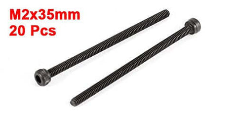 Beefy 20 Pieces M2x35 12.9 Alloy Steel Hex Pan Head Knurled Cap Screws Black Hex Socket Drive 1.5mm Hex Key Size For Electronics RC And Small Mechanical Projects