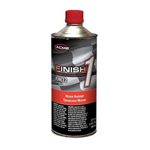 Finish 1 automotive hardener FH612 bottle, front view, red cap, 1 quart included
