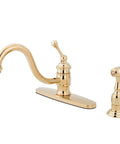 Old-School Charm Kitchen Faucet With Sprayer And Single Handle, 9-1/8 Inch Spout Reach, Solid Brass Build In Antique Brass Oil Rubbed Bronze Finish