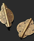 Two Pack Brass Wooden Jewelry Box Cabinet Door Embossed Decorative Hinge For Vintage Retro Furniture Hardware Durable Mounting.