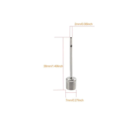 Metal ball needle from Pump Needle Kit Adapter Set For Portable Tire Inflator And Air Compressor with dimensions labeled