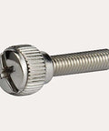 Knurled Head M4 X 8mm Shoulder Type Thumb Screws With 4.0mm Thread Dia, Fully Threaded Steel With Nickel Coating, Slotted And Phillips Drive