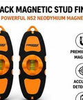 FORGEDGE Magnetic Stud Finder Set, 2-Pack with Level, showcasing powerful N52 neodymium magnets for accurate detection.
