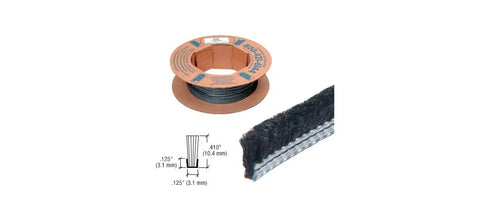 0.312 Inch Adjustable Astragal Replacement Pile Weatherstrip, 100 Foot Roll For Doors, Supercharged Energy Efficient Fiber Pile Barrier