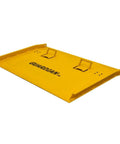 Rugged Steel Dock Board 48X72 Inch 16000 Lb Workhorse Forklift Plate in yellow designed for heavy duty material handling.