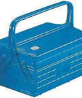 Blue Two Tier Tool Box Made For Quick, Easy Garage And Home Shop Organization, Lightweight Yet Tough Chest With Handy Compartments
