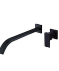 Matte Black Wall Mount Tub Filler Faucet With Extra Long Spout, Single Handle Bathtub Set in modern design, side view