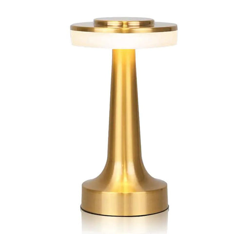 Portable LED Table Lamp With 3-Level Brightness, gold metal desk light with a modern design and 3 color touch control base