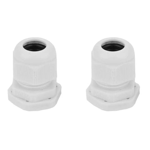 Close-up of plastic connectors from All Weather Nylon Cable Gland Kit 10 Pack For Outdoor Industrial Wiring IP68 Sealed Strain Relief PG7 To PG21 Range PG13.5 Compatible