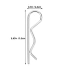 8 Pieces Stainless Steel Cotter Pins For Secure Industrial Hitch Applications Super R Shape Fasteners shown side view with dimensions.