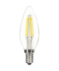 Four Watt C11 LED Clear Bulb With Candelabra Base 3000K Soft White 350 Lumens 120 Volt For Chandeliers Ceiling Fixtures And Vintage Lighting